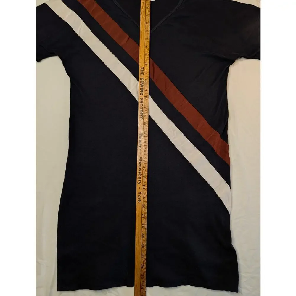 Vintage 70s Jantzen Swim Cover Up Tunic Dress M Black Stripe Retro USA Made Pool